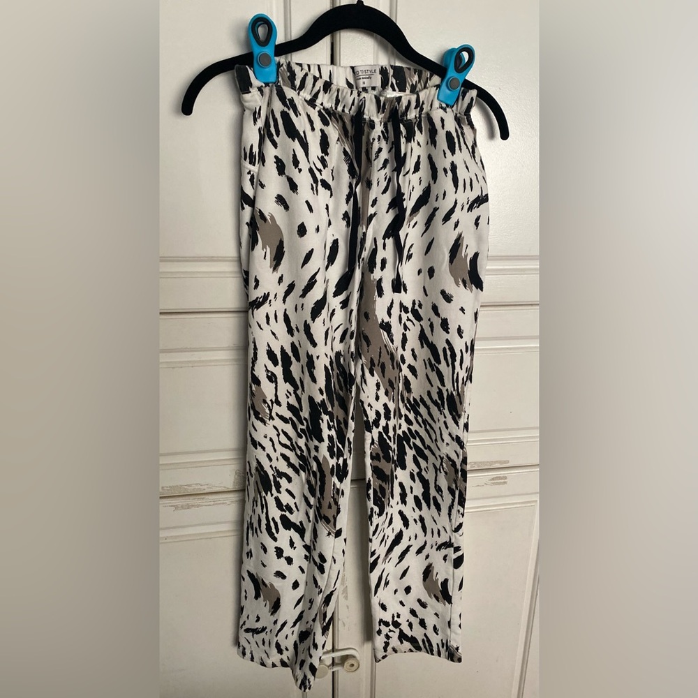 Black and White Straight Leg Jumpsuit with Bold Patterns